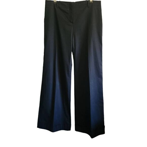 Piazza Sempione Pants Womens 48/12 Flare Career Pants Cuffed Hem Italy Luxury Bl - Picture 1 of 5